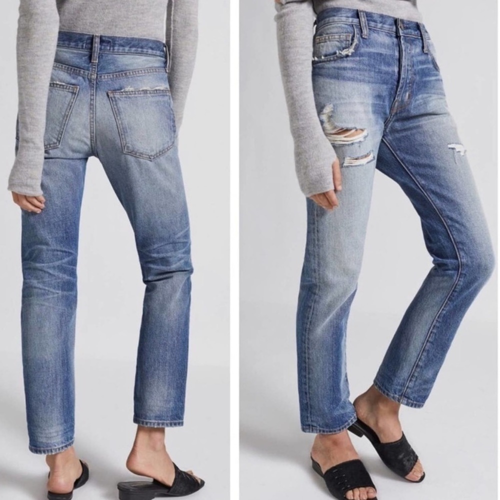 NEW Current/Elliott Slouchy Skinny Zephyr Destroy Blue Jeans Closet Staple USA